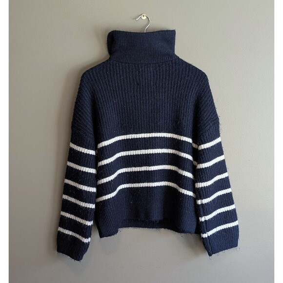 Abercrombie Fitch Size Medium Thick Chunky Sweater Womens Turtleneck M Blue Zip - Picture 6 of 6